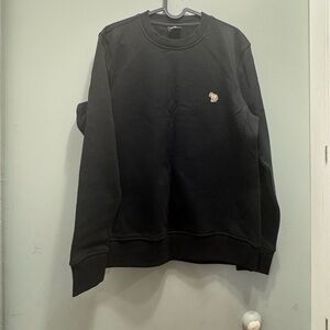 Paul Smith Black Crewneck Sweater with Small Multicolor Bee Patch